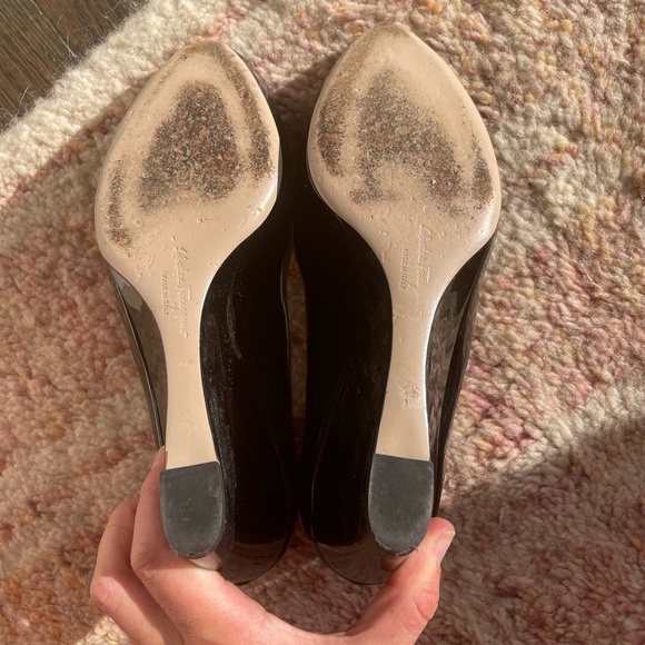 Salvatore Ferragamo patent leather peep toe wedge heels. Size 7.5 - Picture 3 of 3